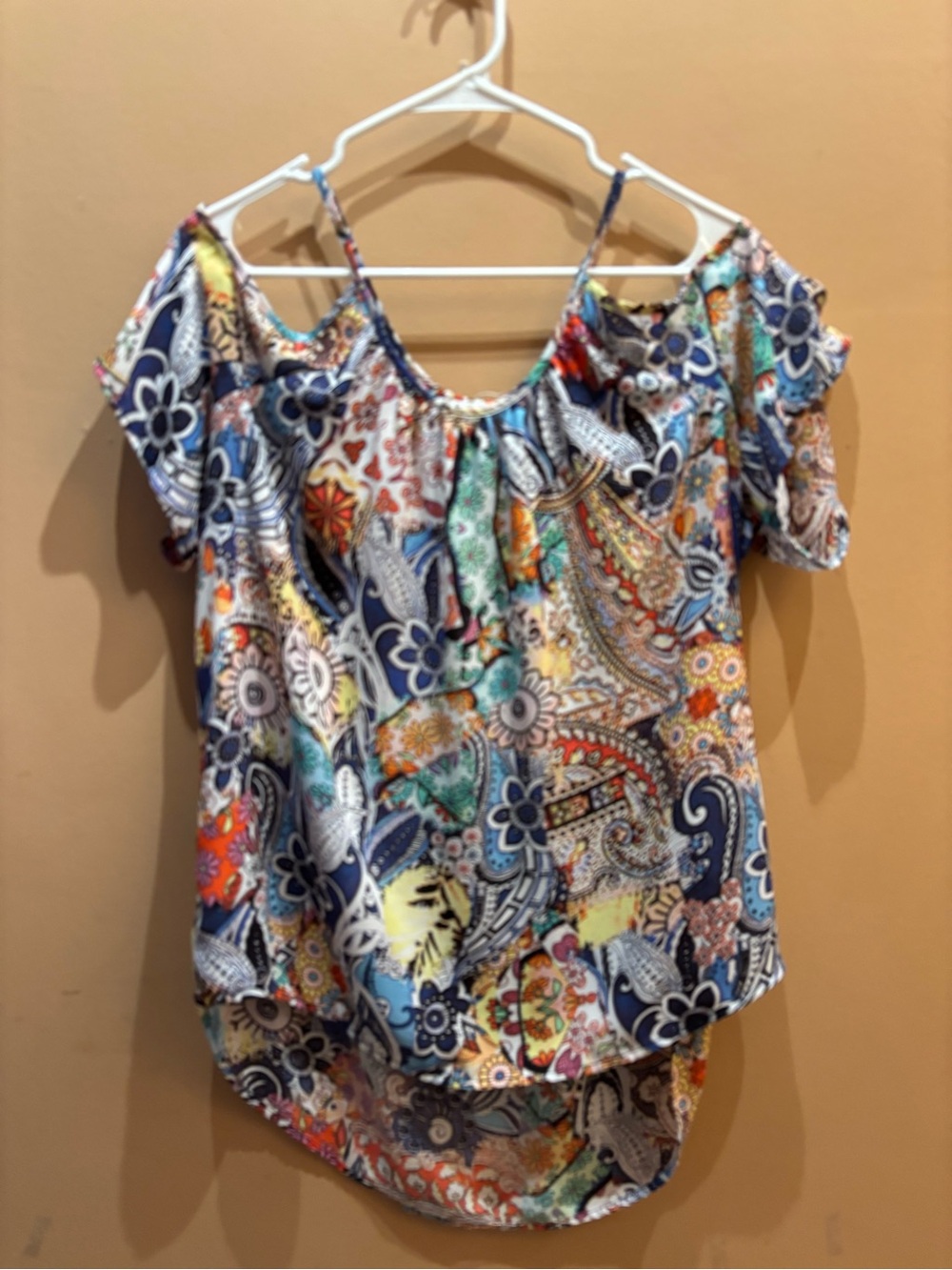 Spence Women's Cold-Shoulder Floral Paisley Print Hi low Top size XL - Picture 5 of 10